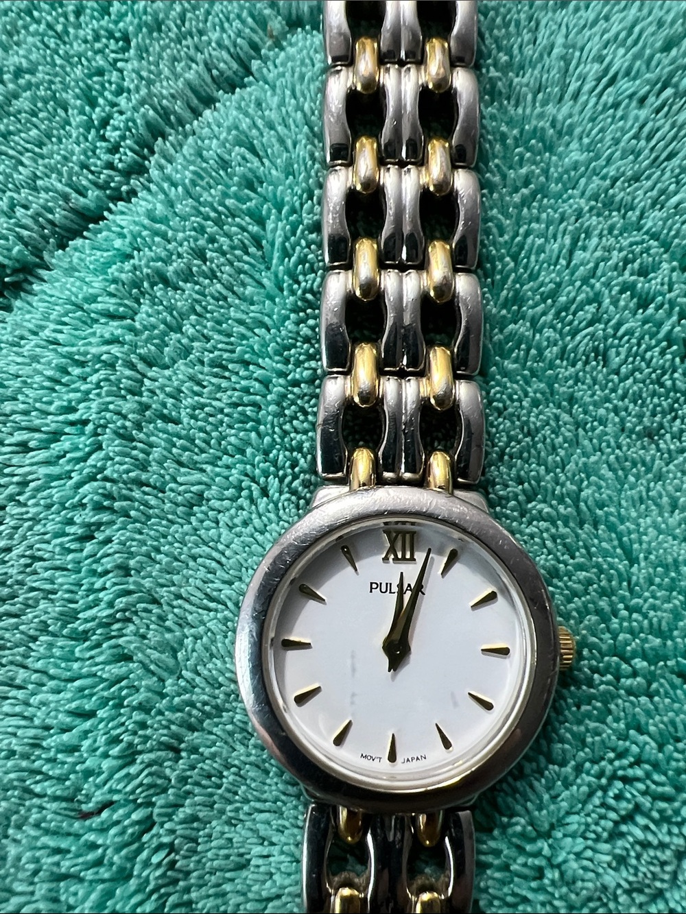 Pulsar Two-Tone Silver and Gold Women's Bracelet Watch with White Dial